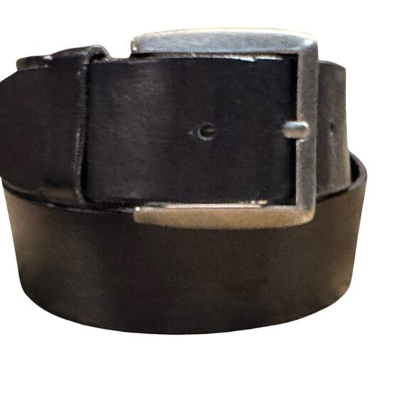 Fossil Men's Size 32 Black Wide Leather Belt Silver Buckle - Picture 1 of 9